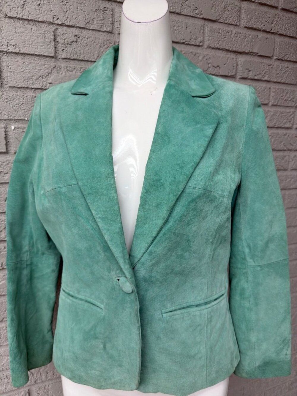 B by Bernardo Vintage Seafoam Green Leather Blazer Size S